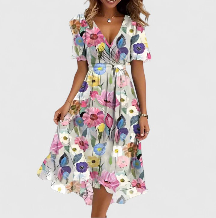 Women's Romantic Floral Midi Dress Casual Summer