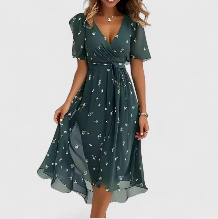 Women's Romantic Floral Midi Dress Casual Summer