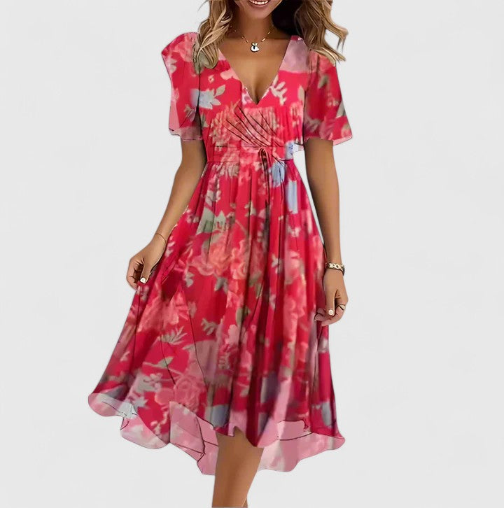Women's Romantic Floral Midi Dress Casual Summer
