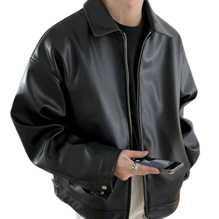 Martin | Men's Oversized PU Leather Bomber Jacket