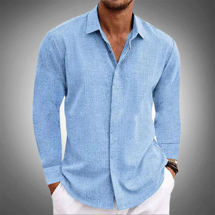 Long Sleeve Button Down Casual Linen Shirt