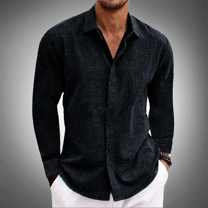 Long Sleeve Button Down Casual Linen Shirt