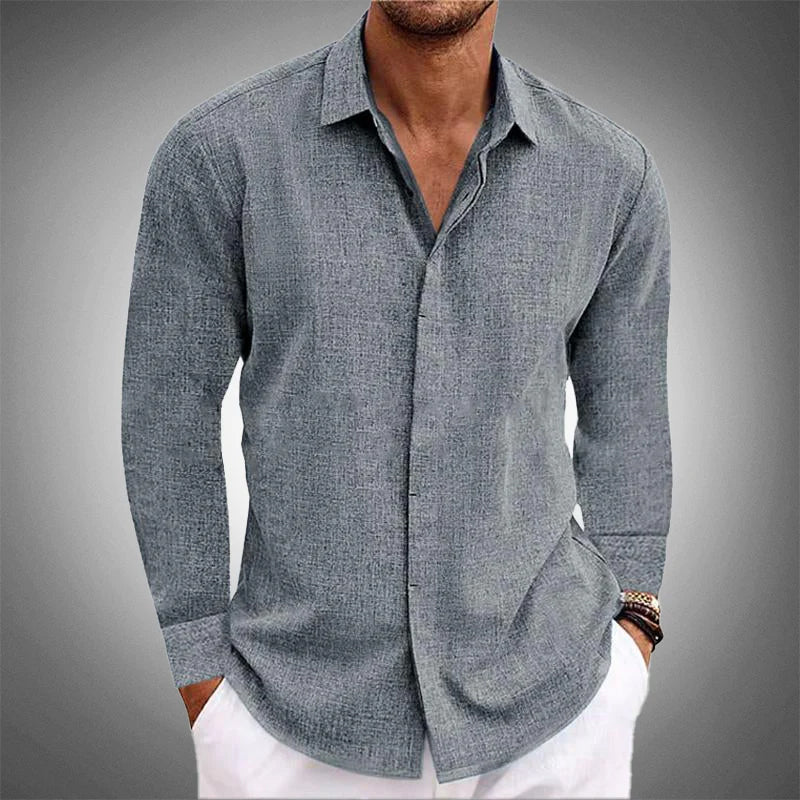 Long Sleeve Button Down Casual Linen Shirt