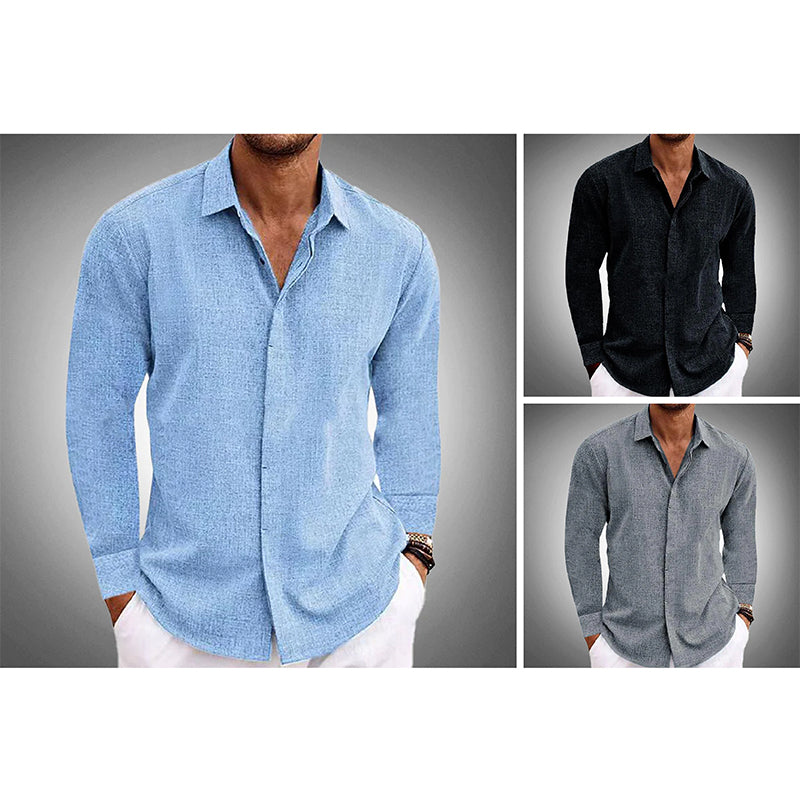 Long Sleeve Button Down Casual Linen Shirt