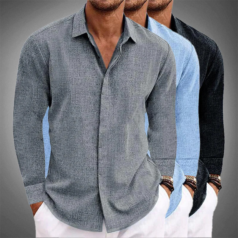 Long Sleeve Button Down Casual Linen Shirt