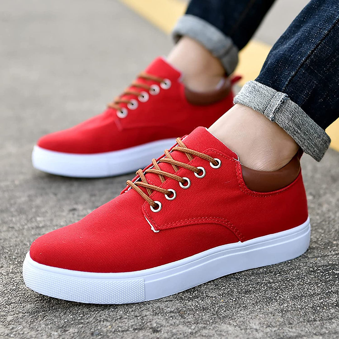 Canvas Lace Up Flatform Mens Sneakers - Contrast Detail