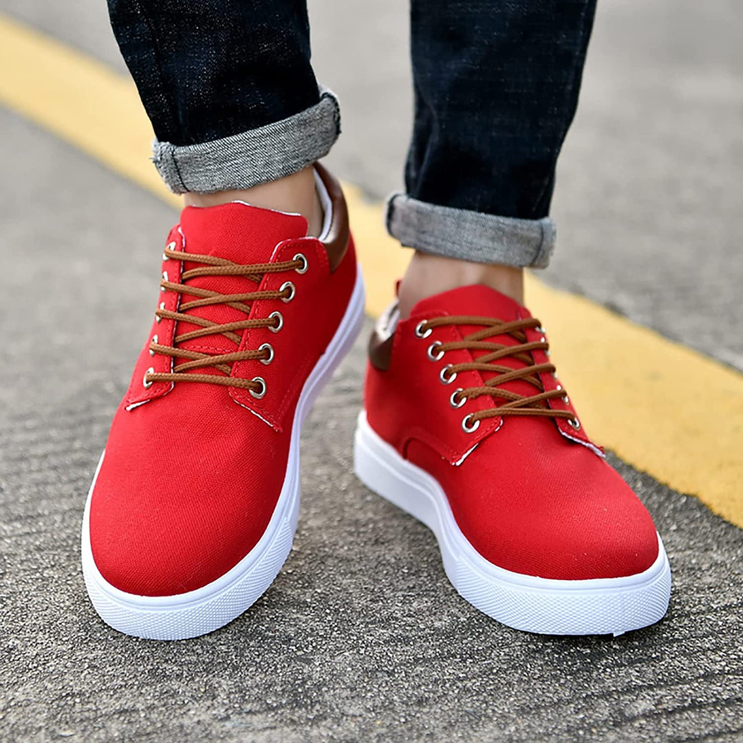 Canvas Lace Up Flatform Mens Sneakers - Contrast Detail