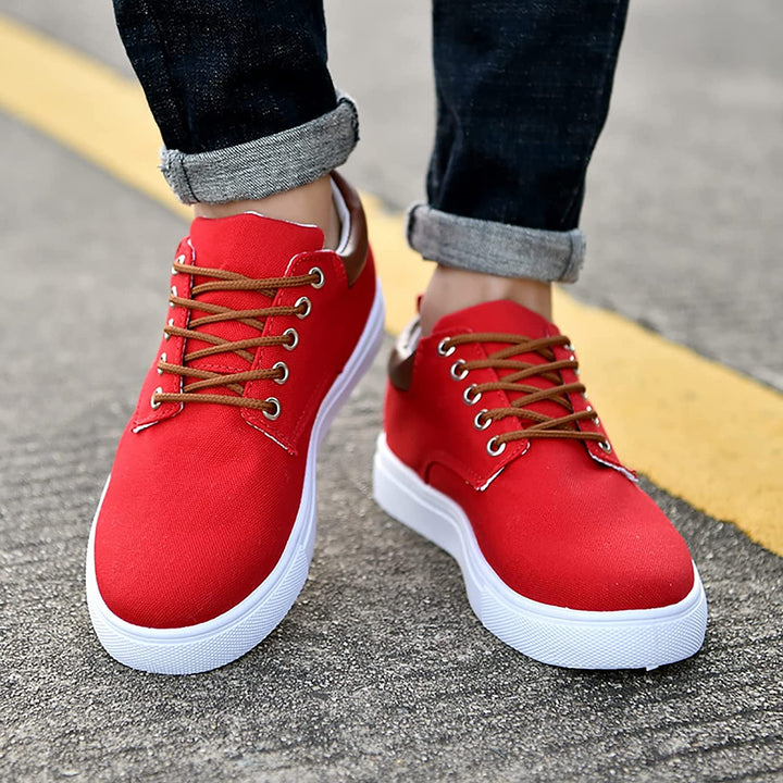 Canvas Lace Up Flatform Mens Sneakers - Contrast Detail