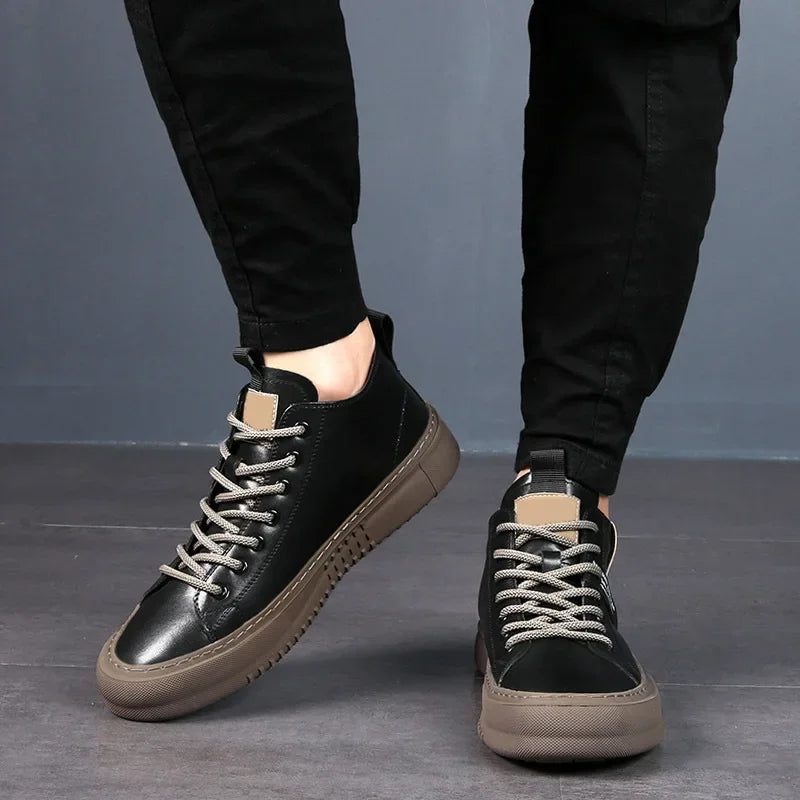 High Top Leather Lace Up Mens Sneakers - Streetwear Style