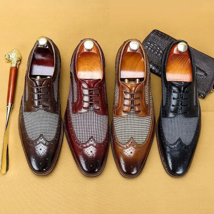 Whitfield | Men's Leather Brogue Oxford Shoes with Almond Toe