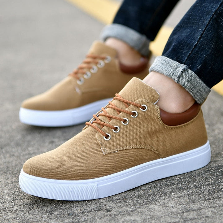 Canvas Lace Up Flatform Mens Sneakers - Contrast Detail