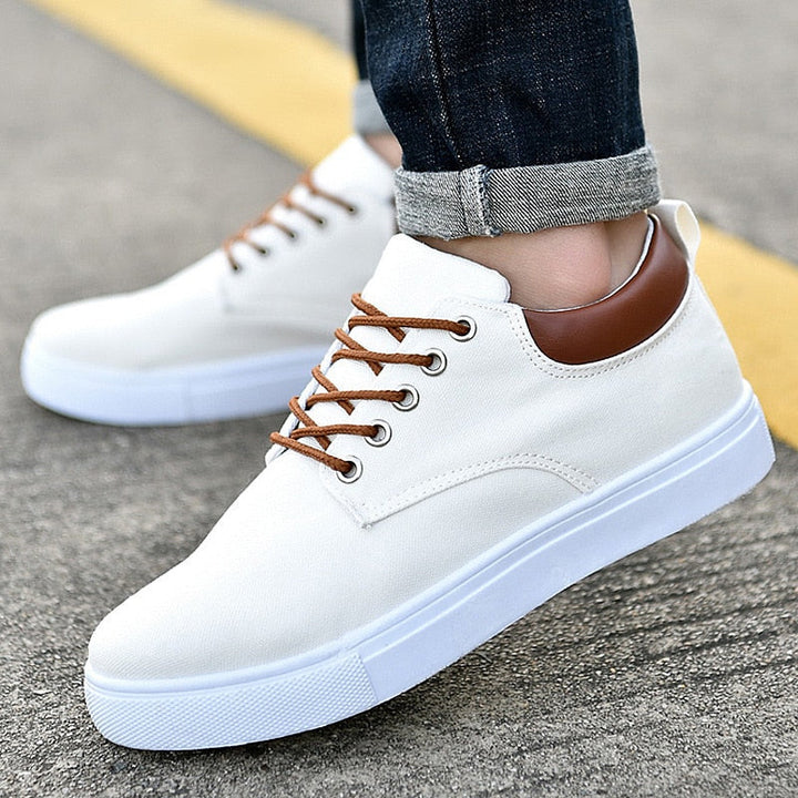Canvas Lace Up Flatform Mens Sneakers - Contrast Detail