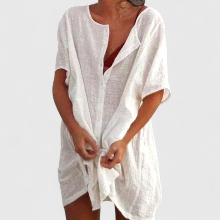 Linen Beach Dress Casual Summer Cover Up