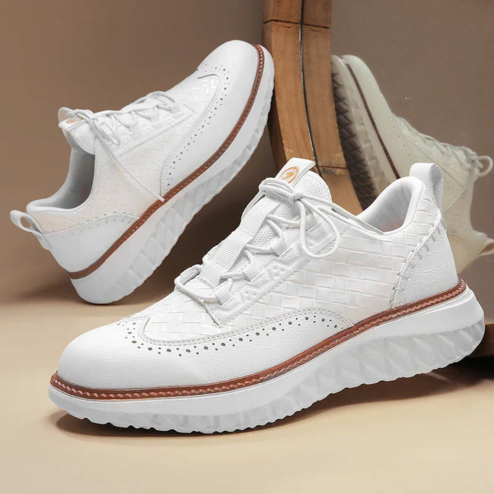 Woven Texture Suede Panel Contrast Welt Casual Sneaker