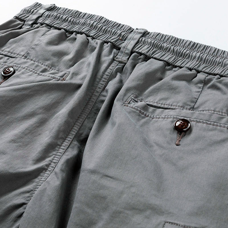 Belted Multi Pocket Drawstring Casual Cargo Shorts