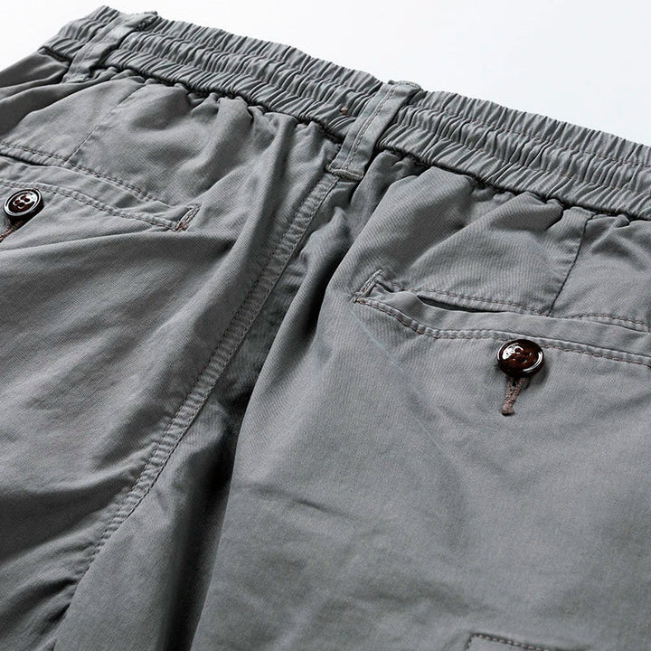Belted Multi Pocket Drawstring Casual Cargo Shorts