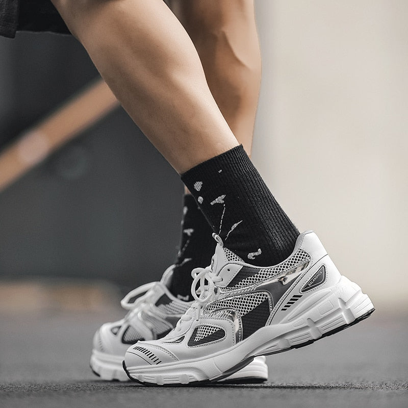 Colorblock Mesh Panel Chunky Sole Lace Up Sneaker