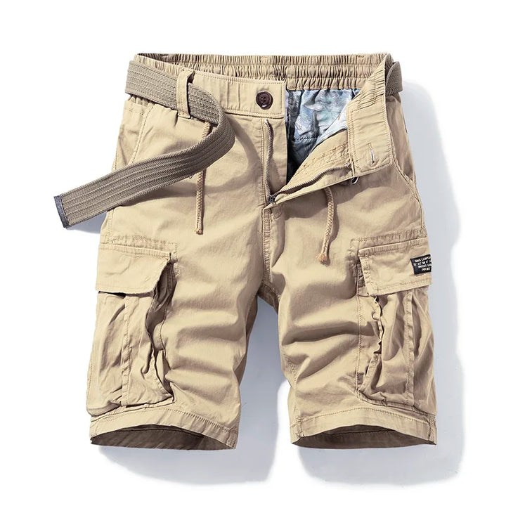 Belted Multi Pocket Drawstring Casual Cargo Shorts