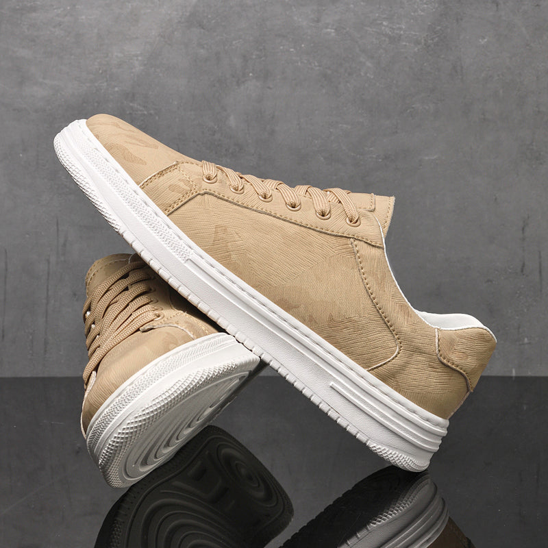 Embossed Leather Flatform Mens Sneakers - Smart Casual