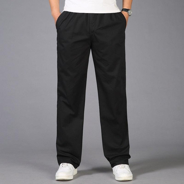 Elasticated Straight Leg Linen Casual Trousers - Relaxed Fit