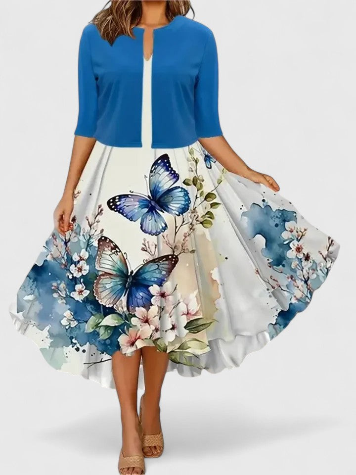 Elegant Floral A Line Midi Dress