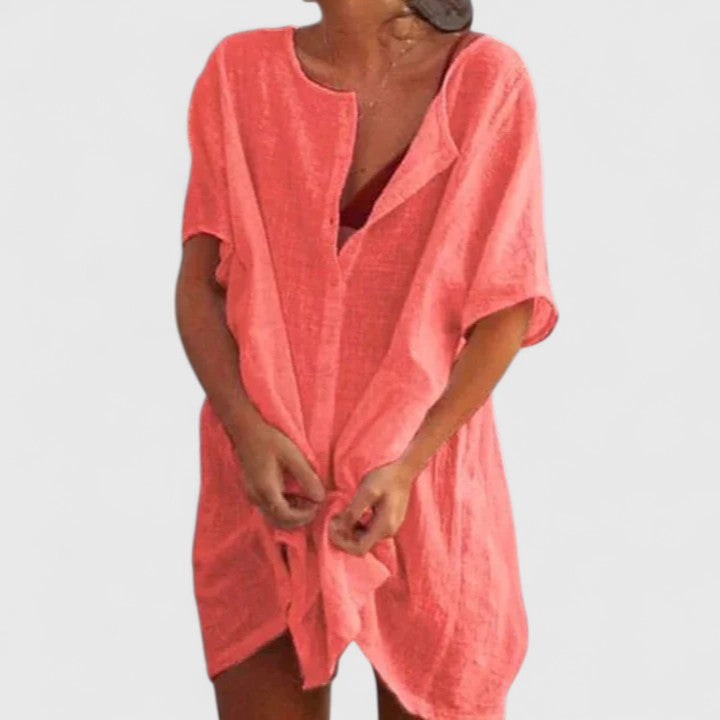 Linen Beach Dress Casual Summer Cover Up