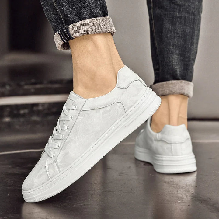 Embossed Leather Flatform Mens Sneakers - Smart Casual