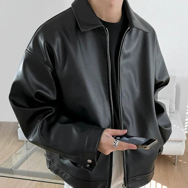 Martin | Men's Oversized PU Leather Bomber Jacket