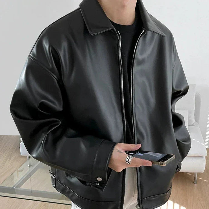 Martin | Men's Oversized PU Leather Bomber Jacket