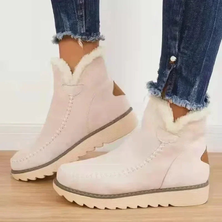 Solene | Women's Moccasin-Stitch Ankle Boots with Faux Fur Trim