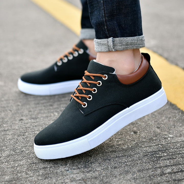 Canvas Lace Up Flatform Mens Sneakers - Contrast Detail