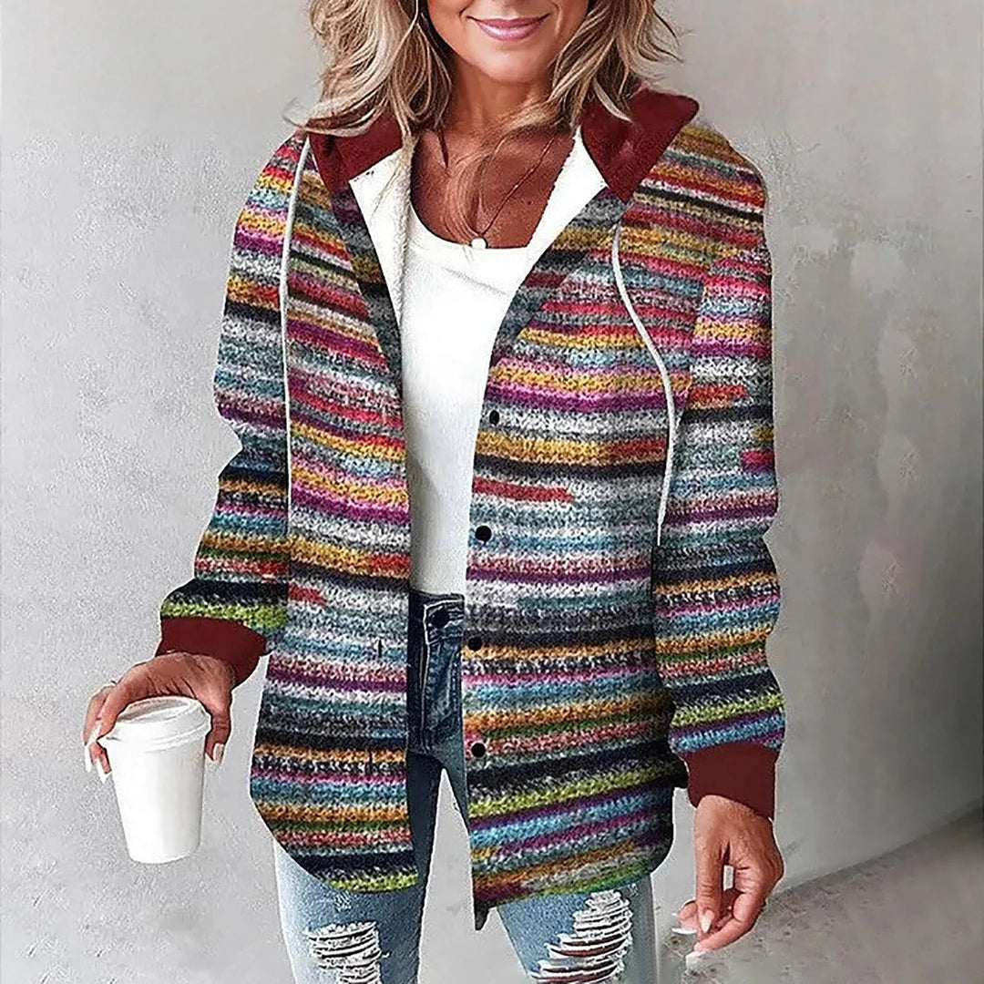 Harriet | Women's Plaid Button Front Jacket with Drawstring Hood