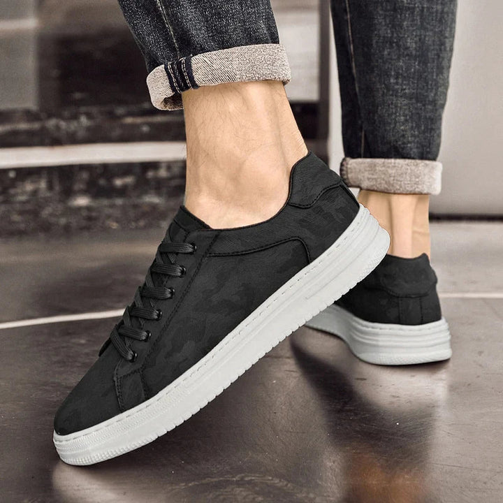 Embossed Leather Flatform Mens Sneakers - Smart Casual