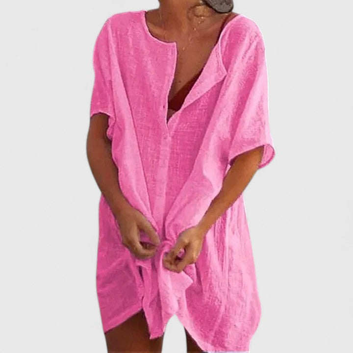 Linen Beach Dress Casual Summer Cover Up