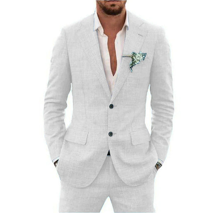 Notch Lapel Two Button Slim Fit Linen Suit