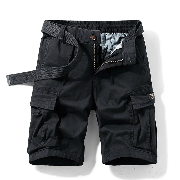 Belted Multi Pocket Drawstring Casual Cargo Shorts