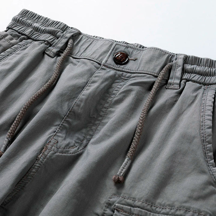 Belted Multi Pocket Drawstring Casual Cargo Shorts
