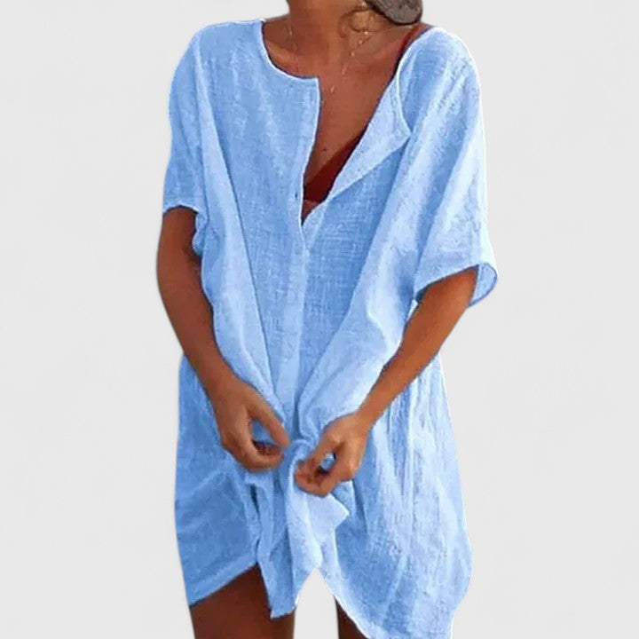 Linen Beach Dress Casual Summer Cover Up