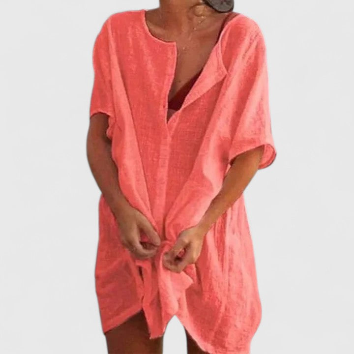 Linen Beach Dress Casual Summer Cover Up
