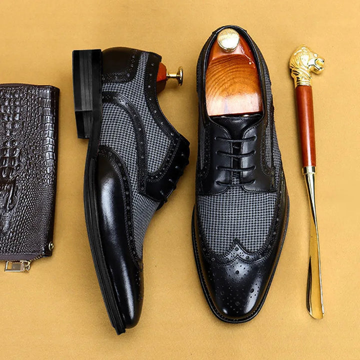 Whitfield | Men's Leather Brogue Oxford Shoes with Almond Toe