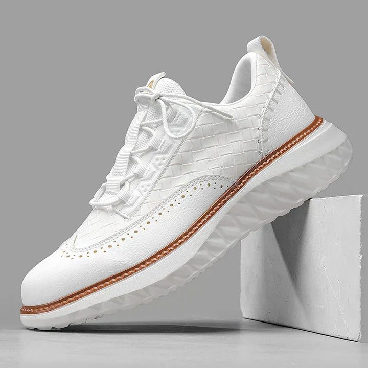 Woven Texture Suede Panel Contrast Welt Casual Sneaker