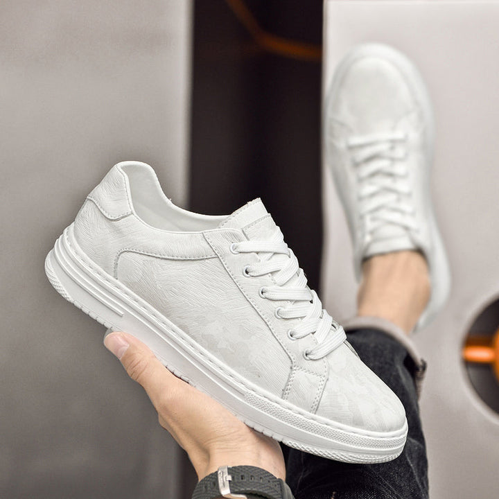 Embossed Leather Flatform Mens Sneakers - Smart Casual