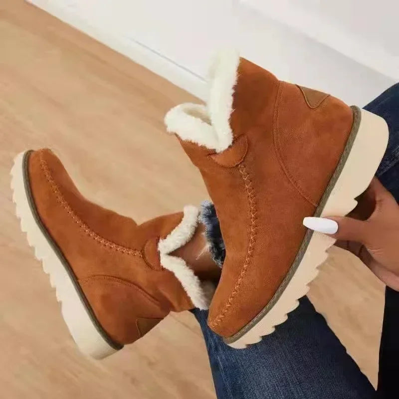 Solene | Women's Moccasin-Stitch Ankle Boots with Faux Fur Trim
