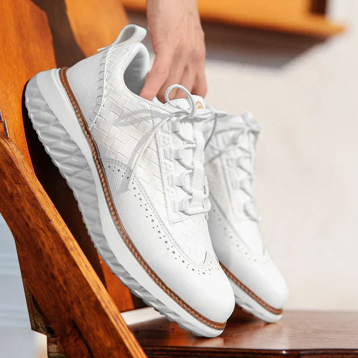 Woven Texture Suede Panel Contrast Welt Casual Sneaker
