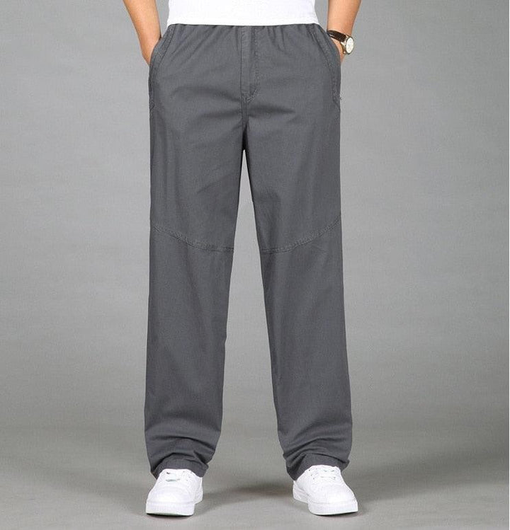 Elasticated Straight Leg Linen Casual Trousers - Relaxed Fit