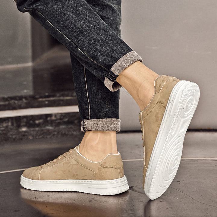 Embossed Leather Flatform Mens Sneakers - Smart Casual