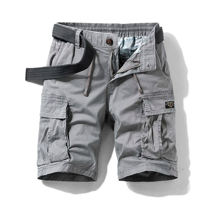 Belted Multi Pocket Drawstring Casual Cargo Shorts