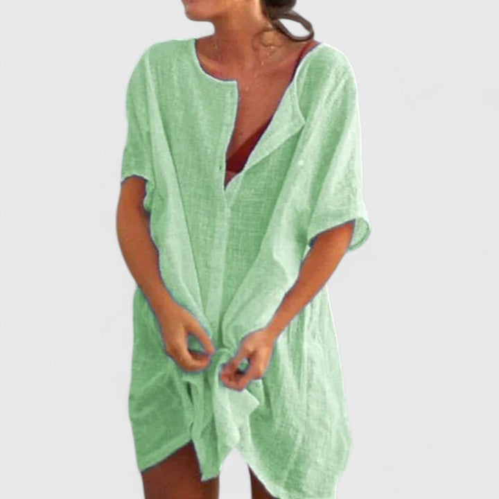 Linen Beach Dress Casual Summer Cover Up