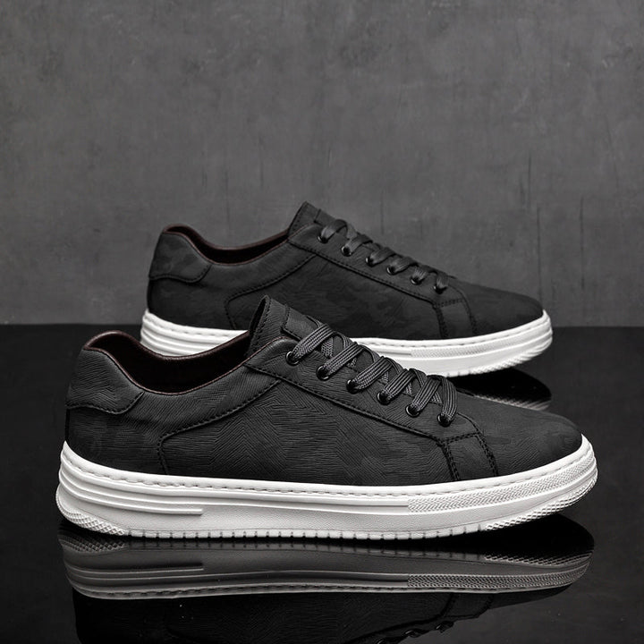 Embossed Leather Flatform Mens Sneakers - Smart Casual