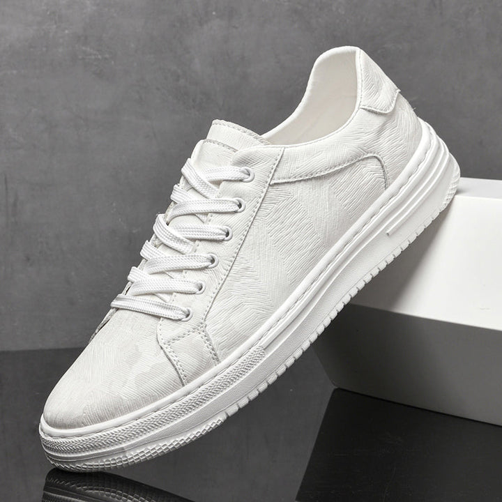 Embossed Leather Flatform Mens Sneakers - Smart Casual